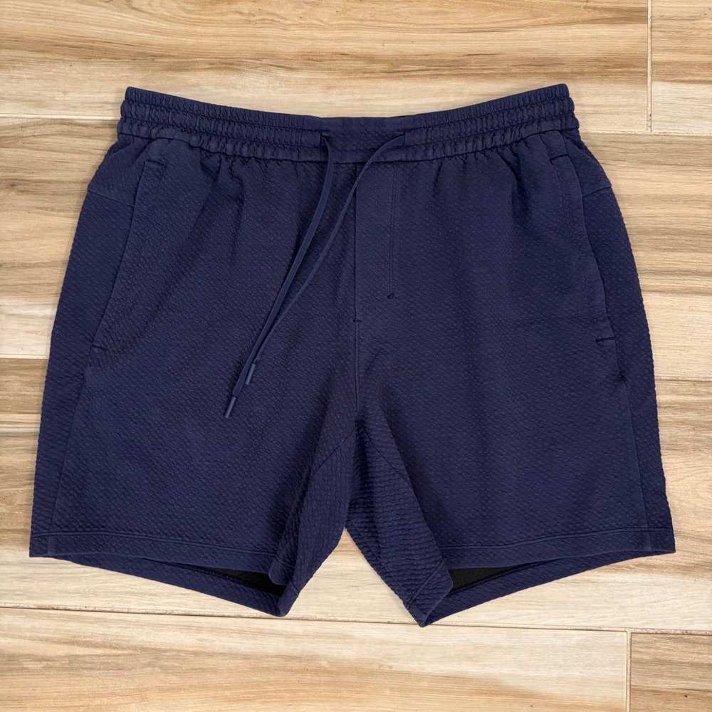 Lululemon At Ease / Ease The Day Textured Knit 7" Shorts Men's XL Blue LM7B92S